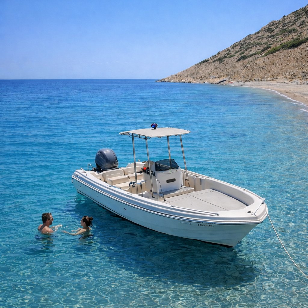 HALF DAY PRIVATE TOUR WITH POLYASTERIC BOAT TO KOUTSOMITI KOUNOUPA & RED ROCK