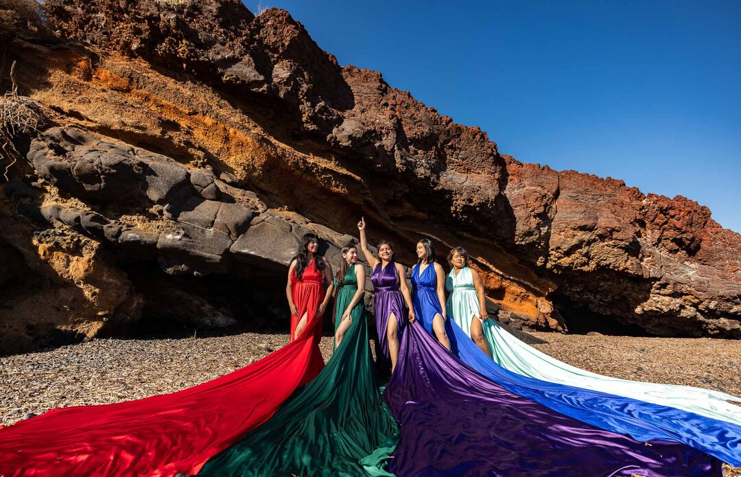 Santorini Flying Dress Photoshoot