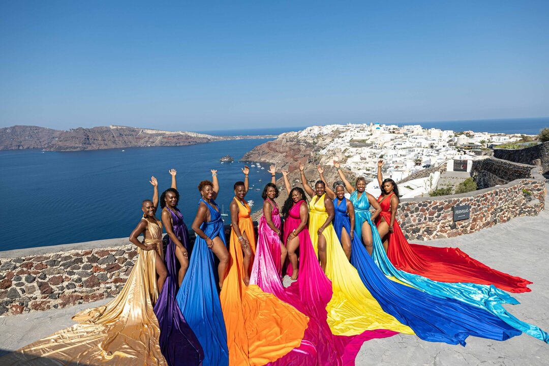 Santorini Flying Dress Photoshoot