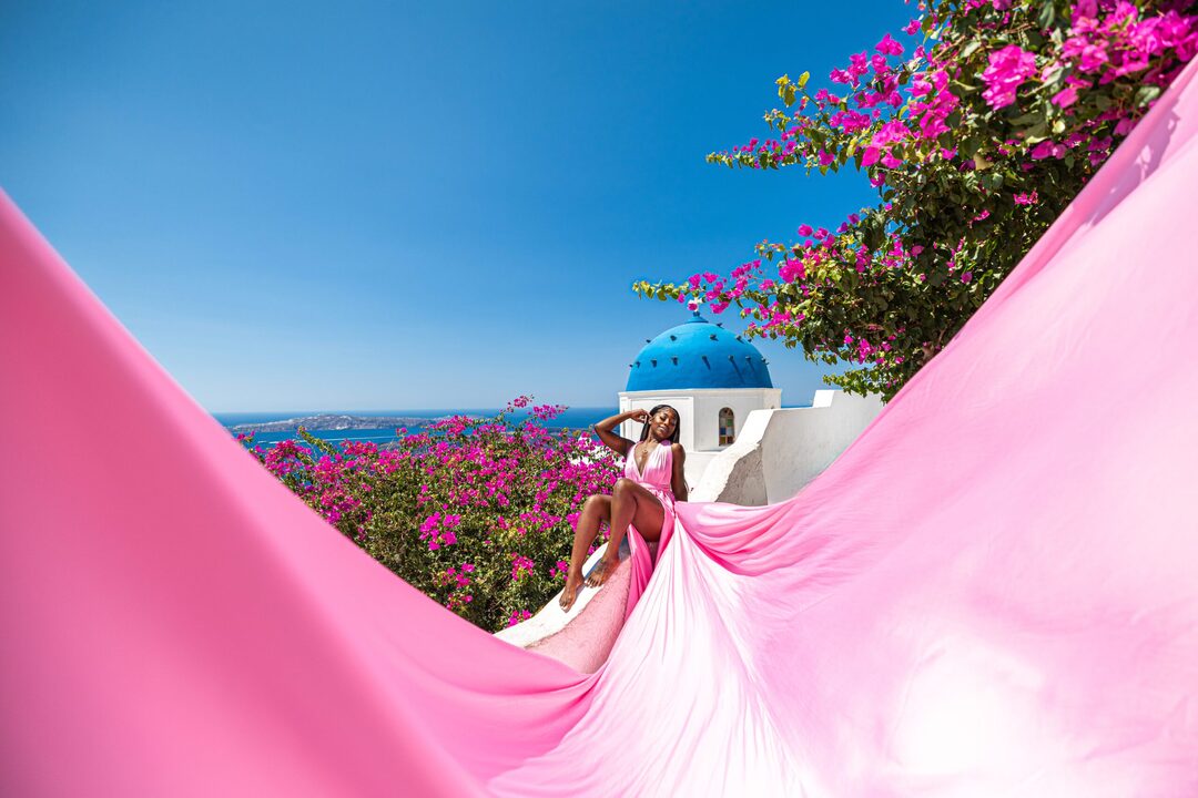 Santorini Flying Dress Photoshoot