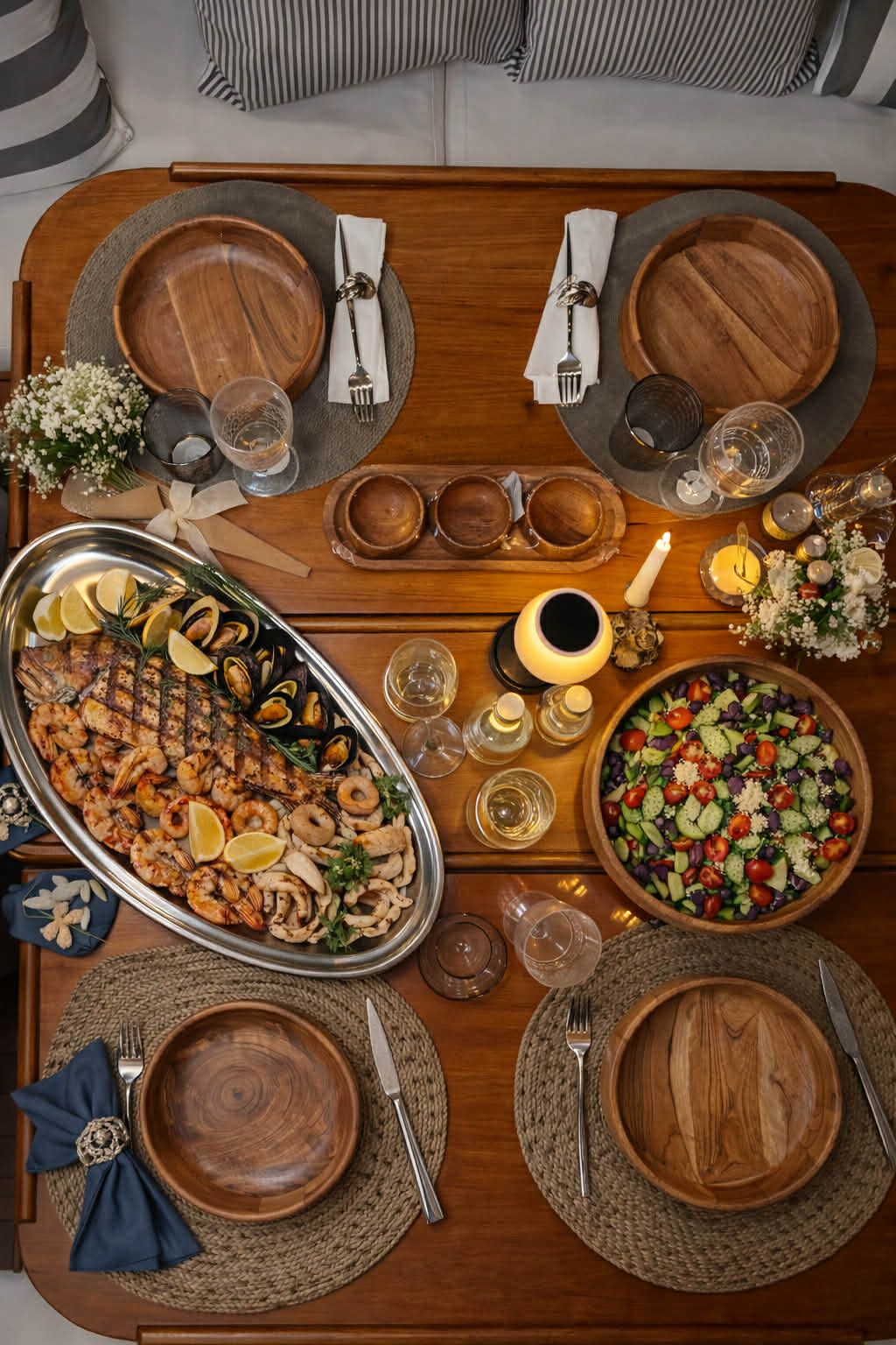 Dine & Wine on a moored Sailboat at Heraklion marina