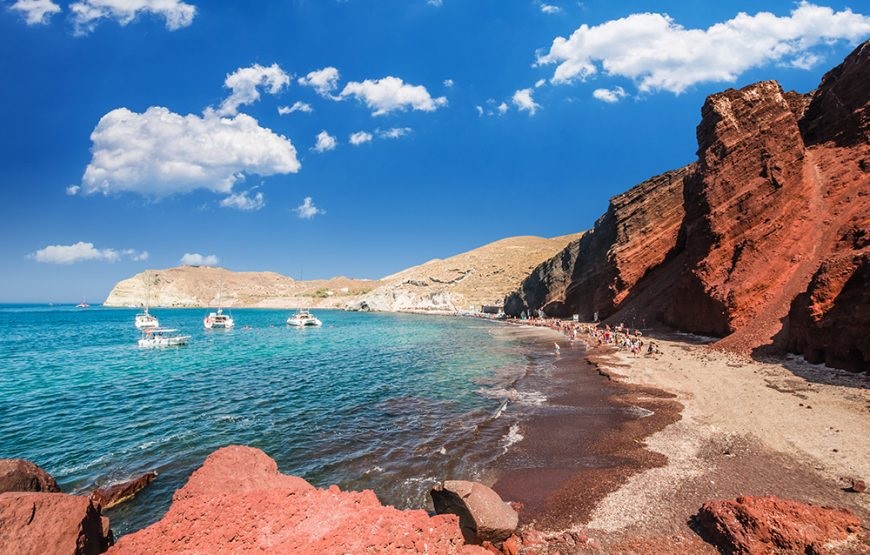 Archaeological Bus Tour to Akrotiri Excavations & Red Beach