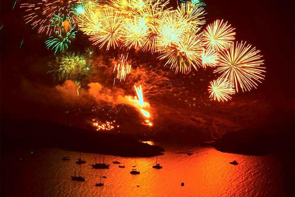 Santorini Sunset and Volcano Firework Show