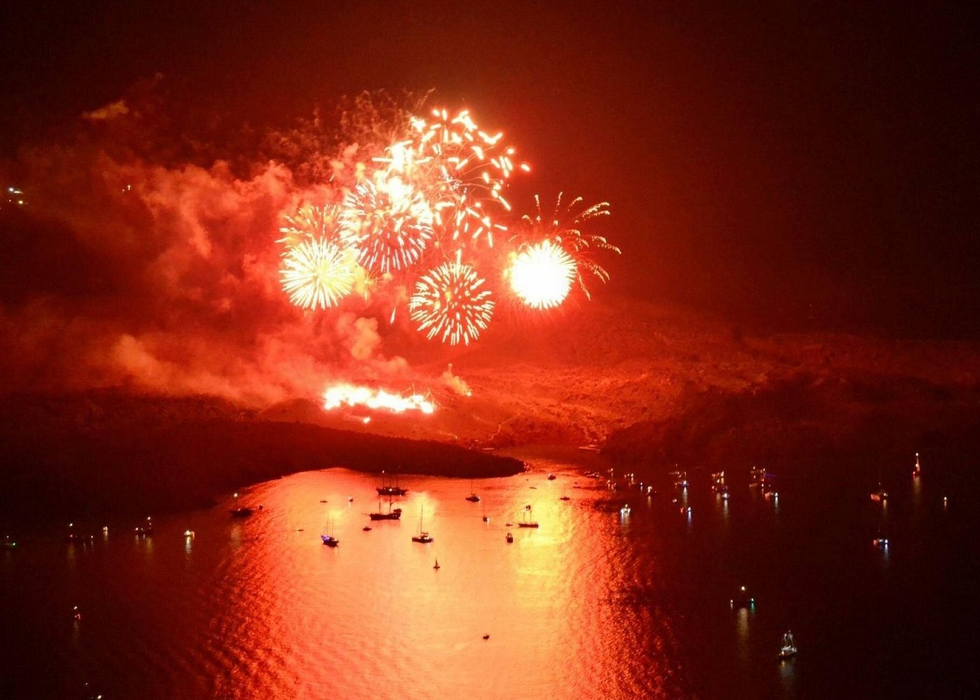 Santorini Sunset and Volcano Firework Show